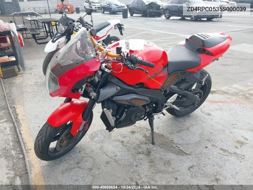 2005 Aprilia Tuono 1000 VIN: ZD4RPC0535S000039 Lot: 40689654