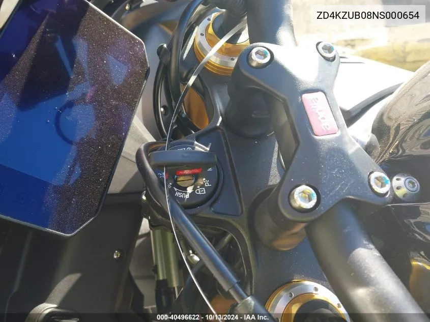 2022 Aprilia Tuono V4 Factory VIN: ZD4KZUB08NS000654 Lot: 40496622