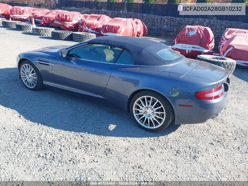 2008 Aston Martin Db9 Volante VIN: SCFAD02A28GB10232 Lot: 40705465