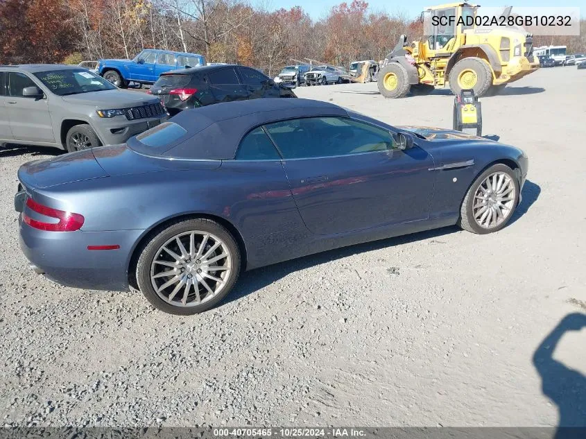 2008 Aston Martin Db9 Volante VIN: SCFAD02A28GB10232 Lot: 40705465