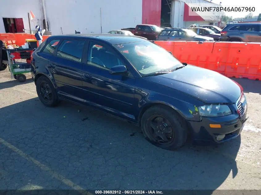 WAUNF78P46A067960 2006 Audi A3 2.0T