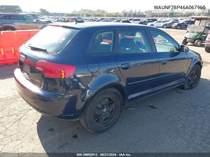 WAUNF78P46A067960 2006 Audi A3 2.0T