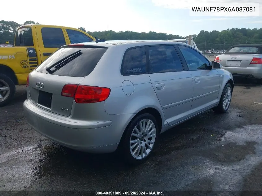 2006 Audi A3 2.0T VIN: WAUNF78PX6A087081 Lot: 40391889