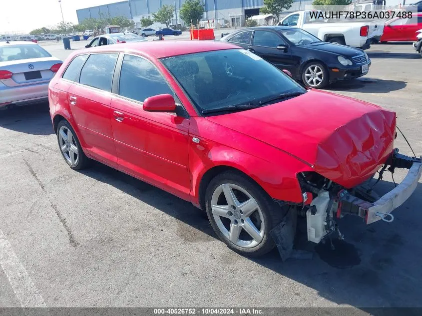 2006 Audi A3 2.0T VIN: WAUHF78P36A037488 Lot: 40526752