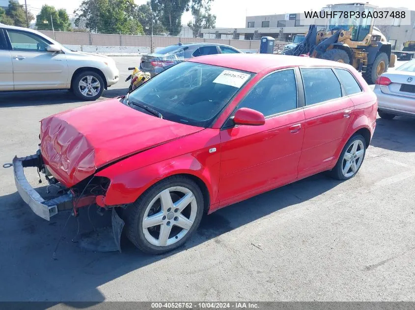 2006 Audi A3 2.0T VIN: WAUHF78P36A037488 Lot: 40526752