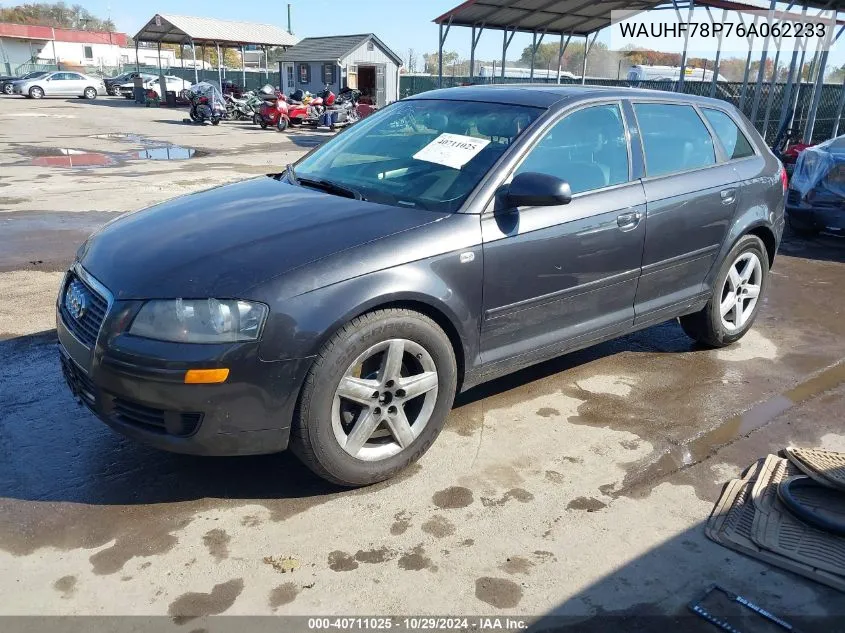 2006 Audi A3 2.0T VIN: WAUHF78P76A062233 Lot: 40711025