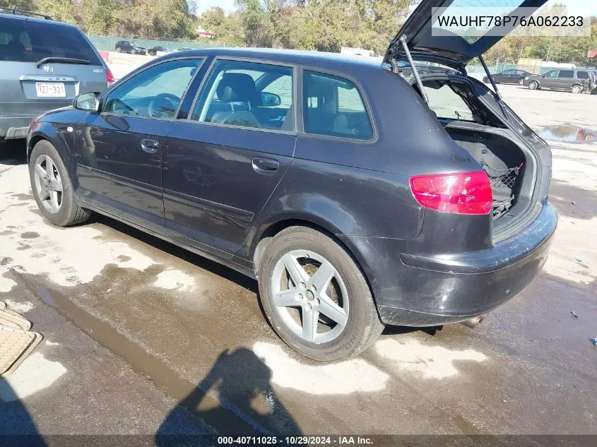 2006 Audi A3 2.0T VIN: WAUHF78P76A062233 Lot: 40711025