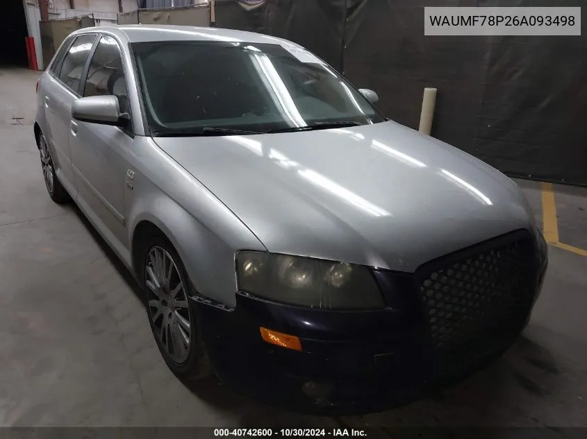 2006 Audi A3 2.0T VIN: WAUMF78P26A093498 Lot: 40742600