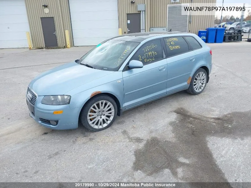 2007 Audi A3 2.0T VIN: WAUNF78P97A197895 Lot: 20179990