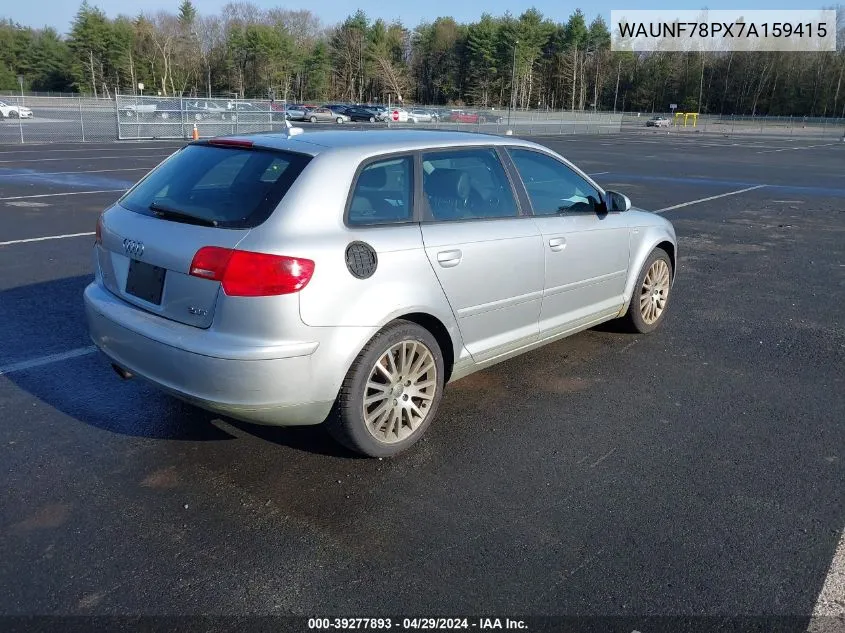 2007 Audi A3 2.0T VIN: WAUNF78PX7A159415 Lot: 39277893