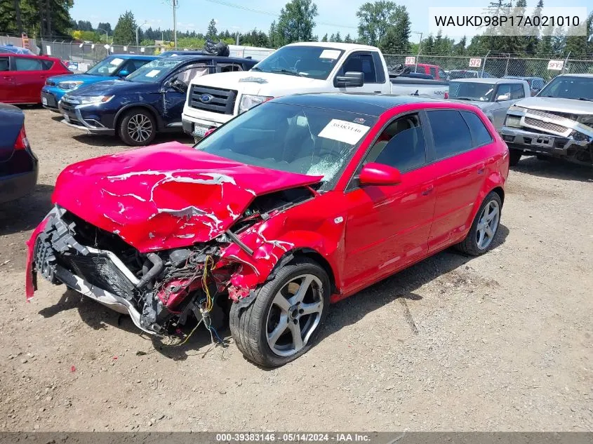 2007 Audi A3 3.2 VIN: WAUKD98P17A021010 Lot: 39383146