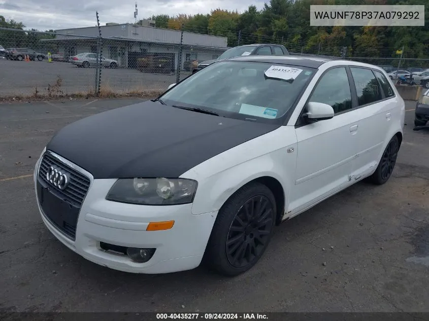 2007 Audi A3 2.0T VIN: WAUNF78P37A079292 Lot: 40435277