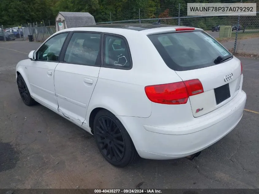 2007 Audi A3 2.0T VIN: WAUNF78P37A079292 Lot: 40435277