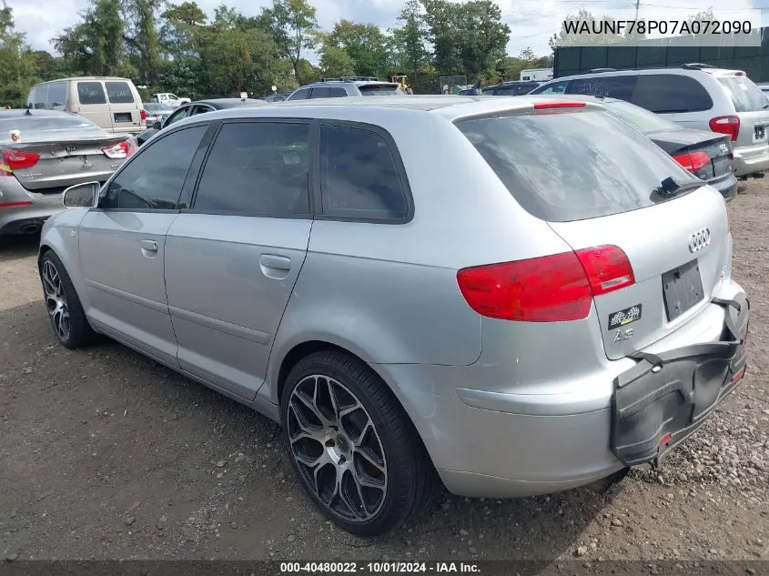 2007 Audi A3 2.0T VIN: WAUNF78P07A072090 Lot: 40480022