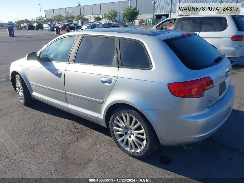 2007 Audi A3 2.0T VIN: WAUNF78P07A124317 Lot: 40683511