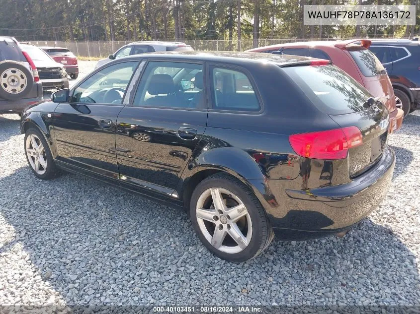 WAUHF78P78A136172 2008 Audi A3 2.0T