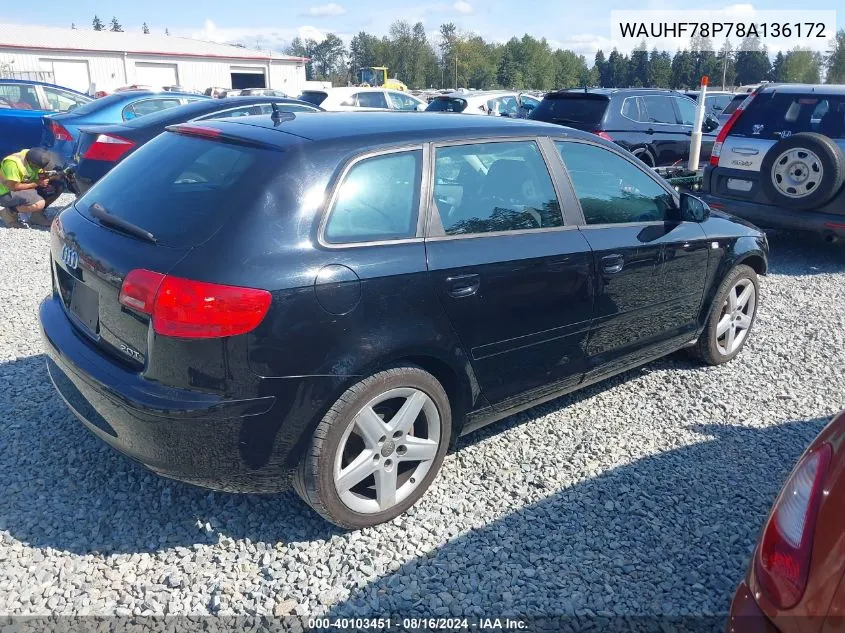 WAUHF78P78A136172 2008 Audi A3 2.0T