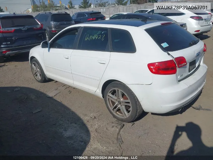 WAUKF78P39A067701 2009 Audi A3 2.0T