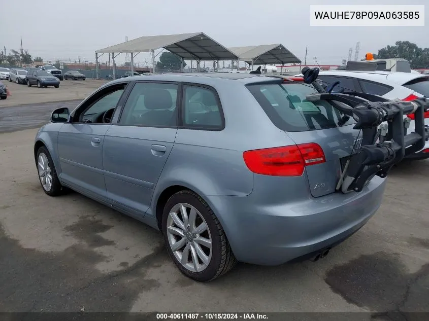 2009 Audi A3 2.0T VIN: WAUHE78P09A063585 Lot: 40611487