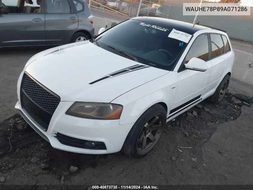 2009 Audi A3 2.0T VIN: WAUHE78P89A071286 Lot: 40873735