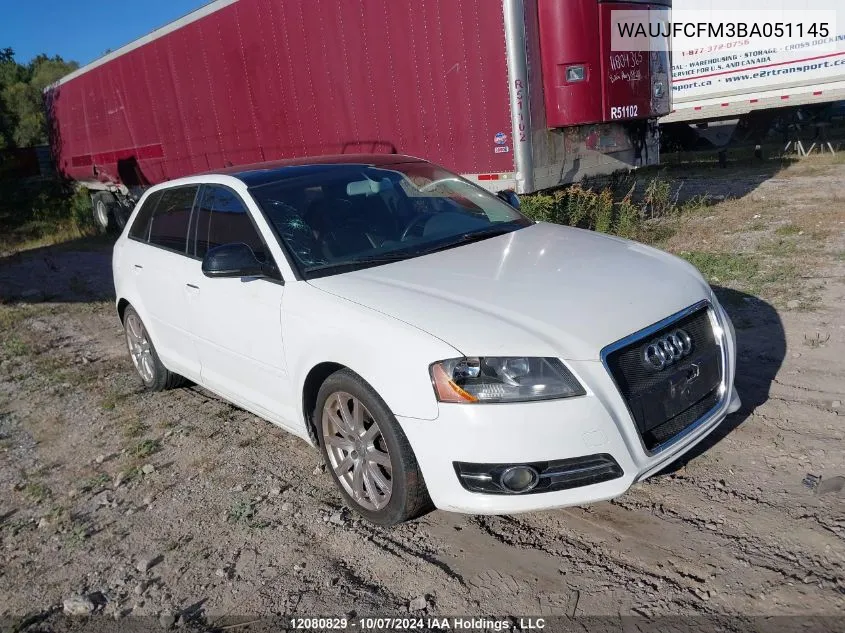 2011 Audi A3 VIN: WAUJFCFM3BA051145 Lot: 12080829