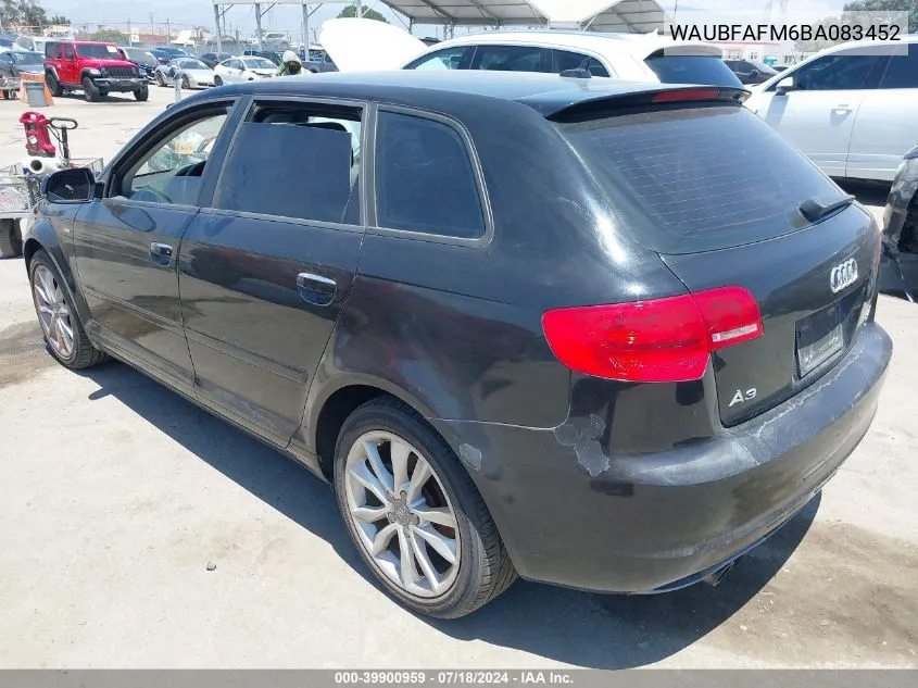 WAUBFAFM6BA083452 2011 Audi A3 2.0T Premium