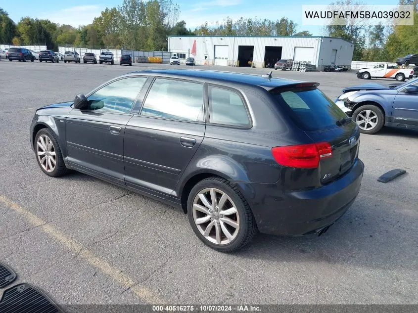 2011 Audi A3 2.0T Premium VIN: WAUDFAFM5BA039032 Lot: 40516275