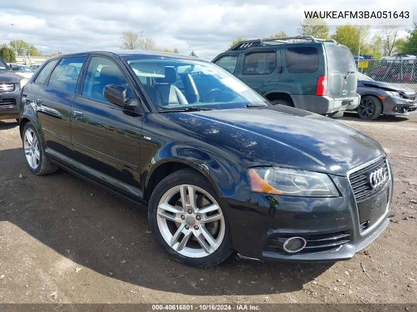 2011 Audi A3 2.0T Premium VIN: WAUKEAFM3BA051643 Lot: 40616801