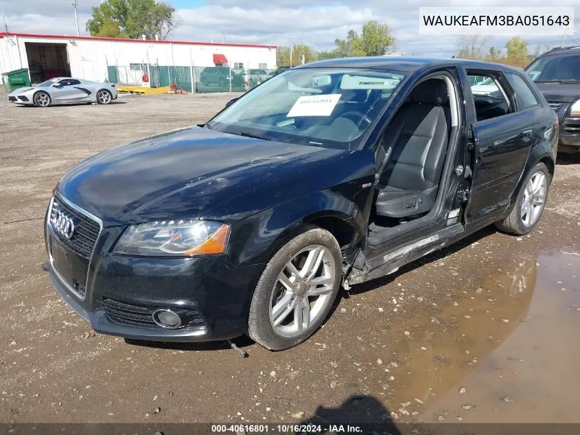 2011 Audi A3 2.0T Premium VIN: WAUKEAFM3BA051643 Lot: 40616801