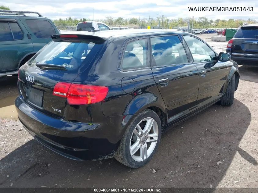 2011 Audi A3 2.0T Premium VIN: WAUKEAFM3BA051643 Lot: 40616801