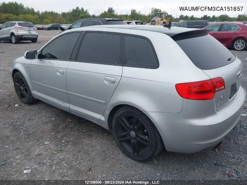 WAUMFCFM3CA151857 2012 Audi A3 Premium Plus