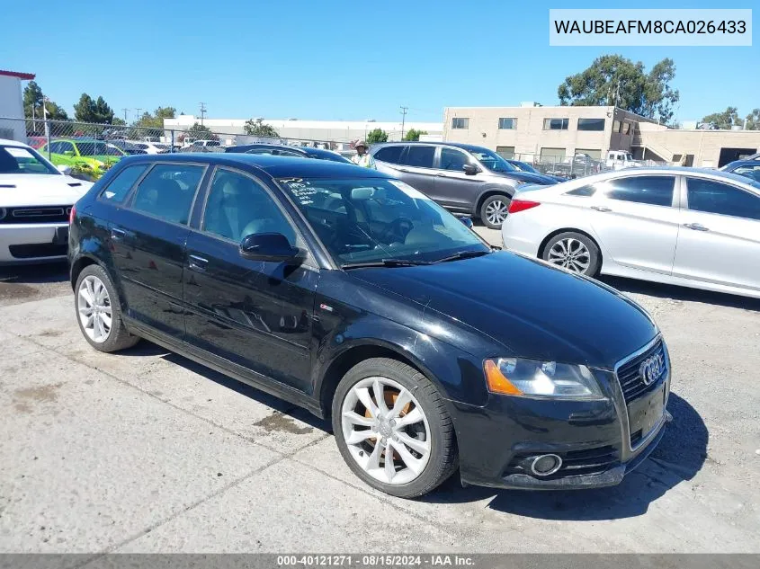 WAUBEAFM8CA026433 2012 Audi A3 2.0T Premium