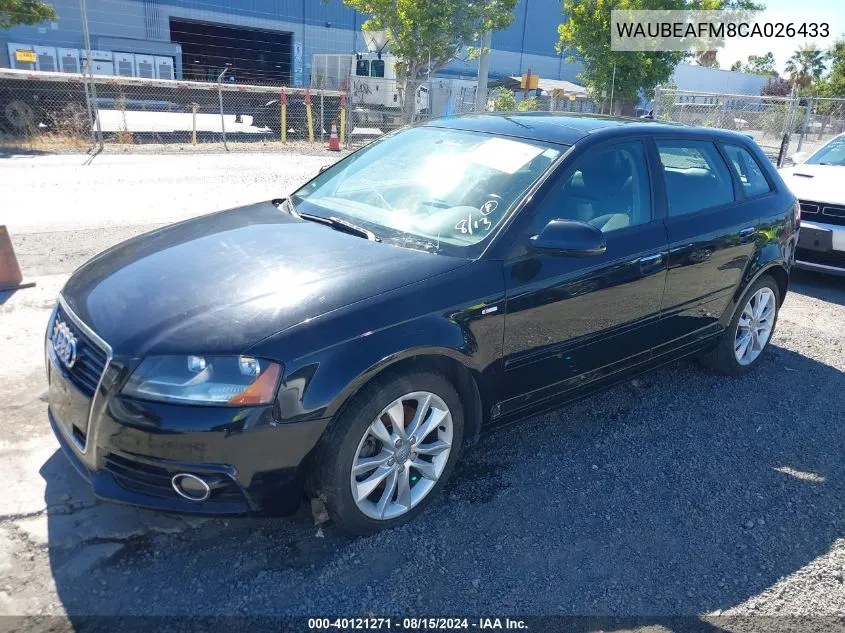 WAUBEAFM8CA026433 2012 Audi A3 2.0T Premium