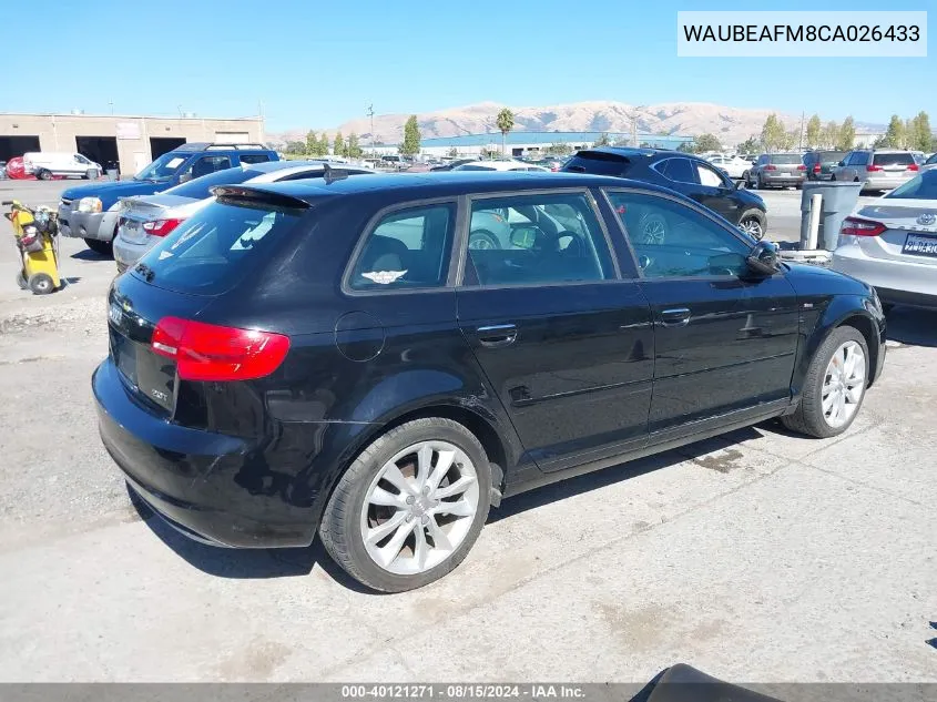 2012 Audi A3 2.0T Premium VIN: WAUBEAFM8CA026433 Lot: 40121271