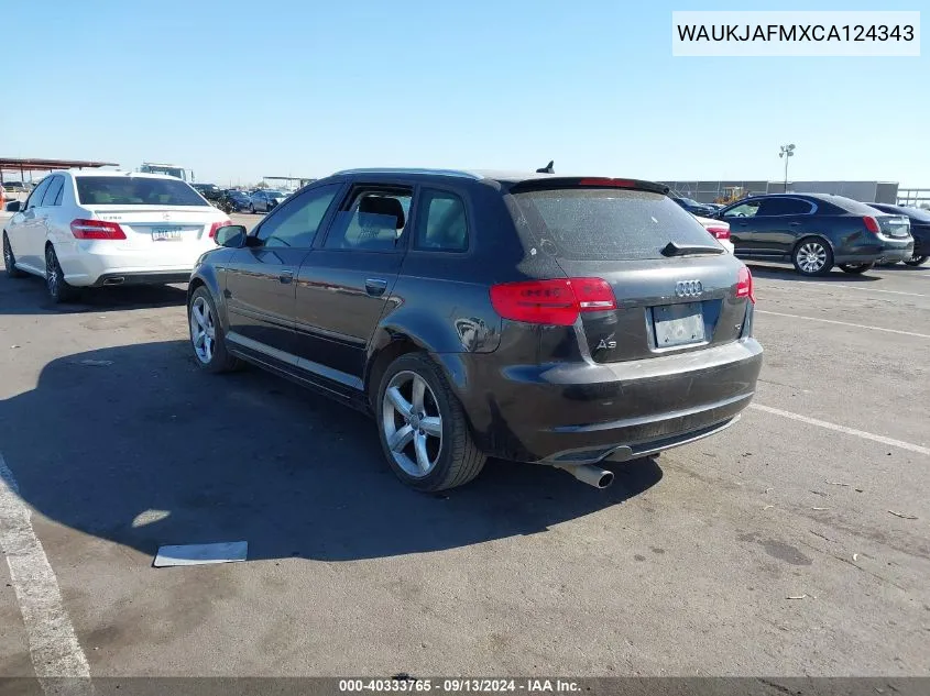 2012 Audi A3 Premium Plus VIN: WAUKJAFMXCA124343 Lot: 40333765