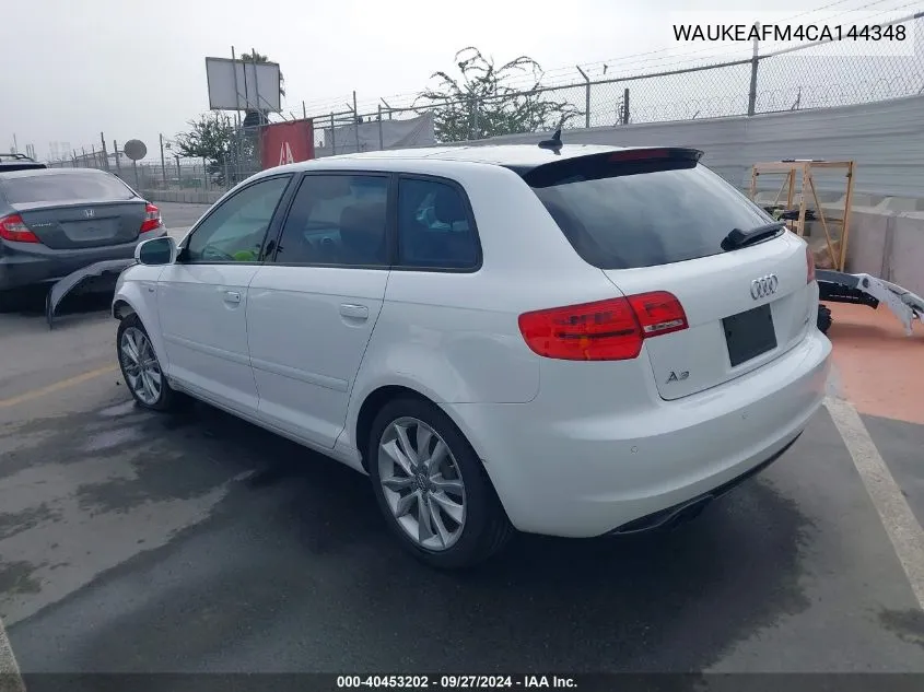 2012 Audi A3 2.0T Premium VIN: WAUKEAFM4CA144348 Lot: 40453202