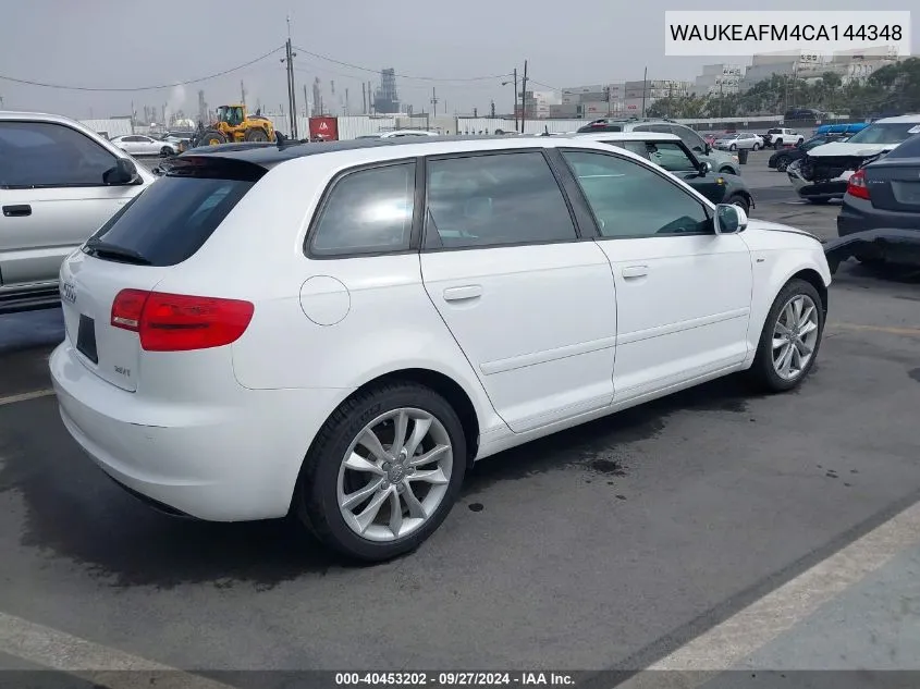 2012 Audi A3 2.0T Premium VIN: WAUKEAFM4CA144348 Lot: 40453202