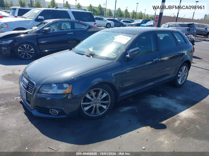 WAUBJBFM6CA098961 2012 Audi A3 Premium