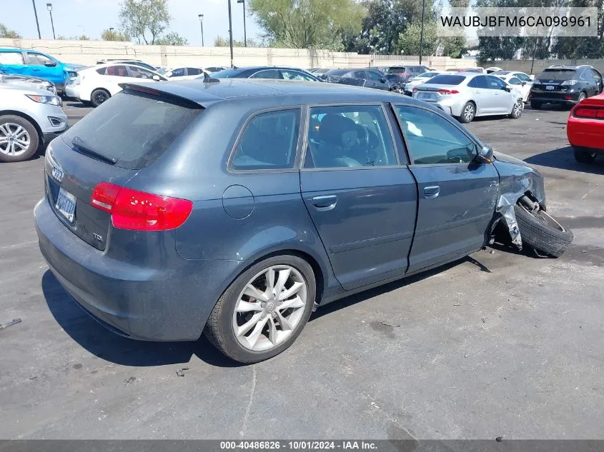 2012 Audi A3 Premium VIN: WAUBJBFM6CA098961 Lot: 40486826