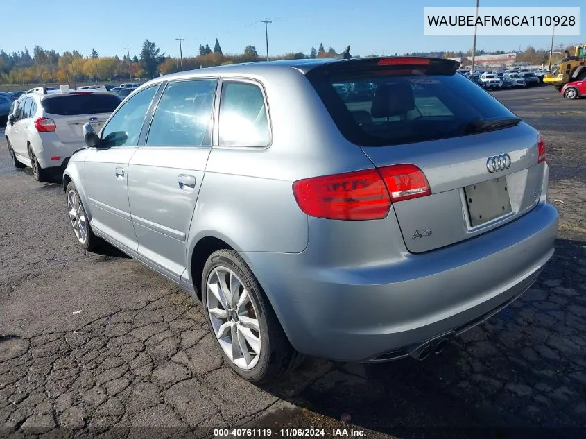 2012 Audi A3 2.0T Premium VIN: WAUBEAFM6CA110928 Lot: 40761119