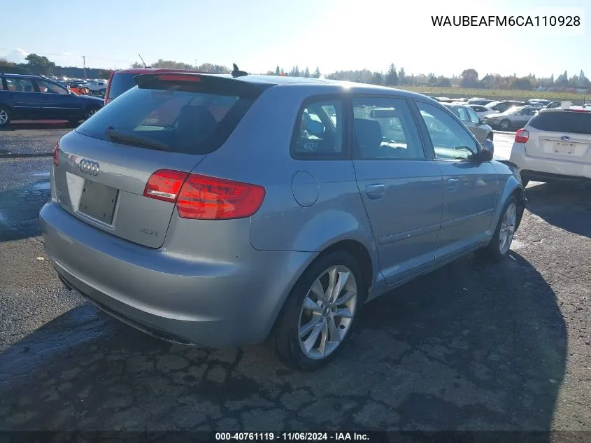 2012 Audi A3 2.0T Premium VIN: WAUBEAFM6CA110928 Lot: 40761119