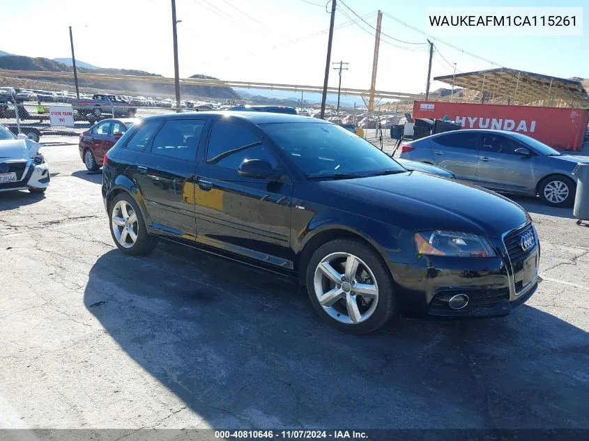 2012 Audi A3 2.0T Premium VIN: WAUKEAFM1CA115261 Lot: 40810646