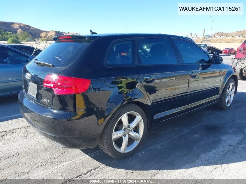 2012 Audi A3 2.0T Premium VIN: WAUKEAFM1CA115261 Lot: 40810646