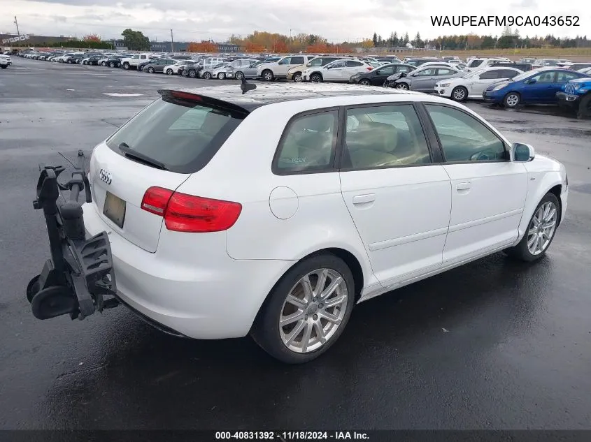 2012 Audi A3 2.0T Premium VIN: WAUPEAFM9CA043652 Lot: 40831392