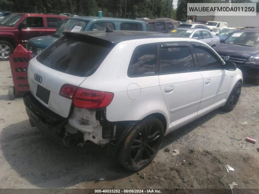 WAUBEAFM0DA011250 2013 Audi A3 2.0T Premium