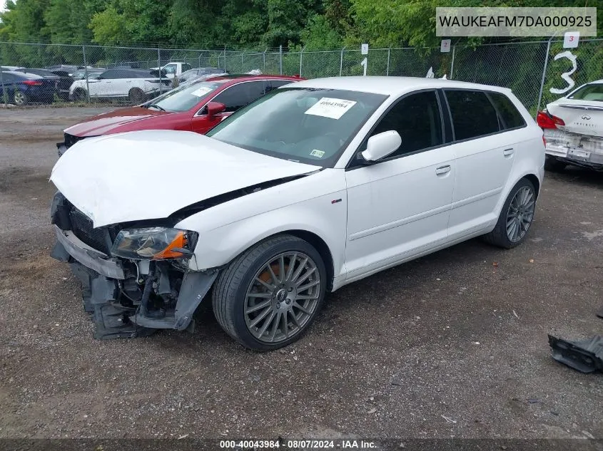 WAUKEAFM7DA000925 2013 Audi A3 2.0T Premium