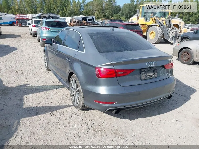 2015 Audi A3 VIN: WAUKFRFF1F1098611 Lot: 12102246