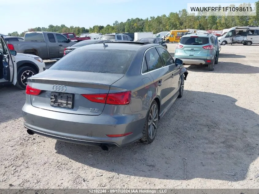 2015 Audi A3 VIN: WAUKFRFF1F1098611 Lot: 12102246