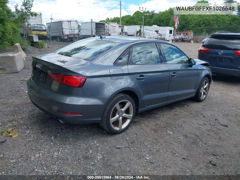 2015 Audi A3 2.0T Premium VIN: WAUBFGFFXF1026648 Lot: 39513964