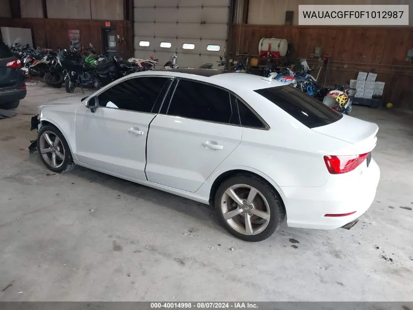 2015 Audi A3 1.8T Premium VIN: WAUACGFF0F1012987 Lot: 40014998